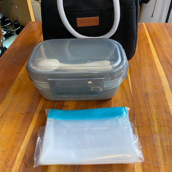 JBGOYON Bento Lunch box set Black Gray New W/O Tags - Picture 7 of 11